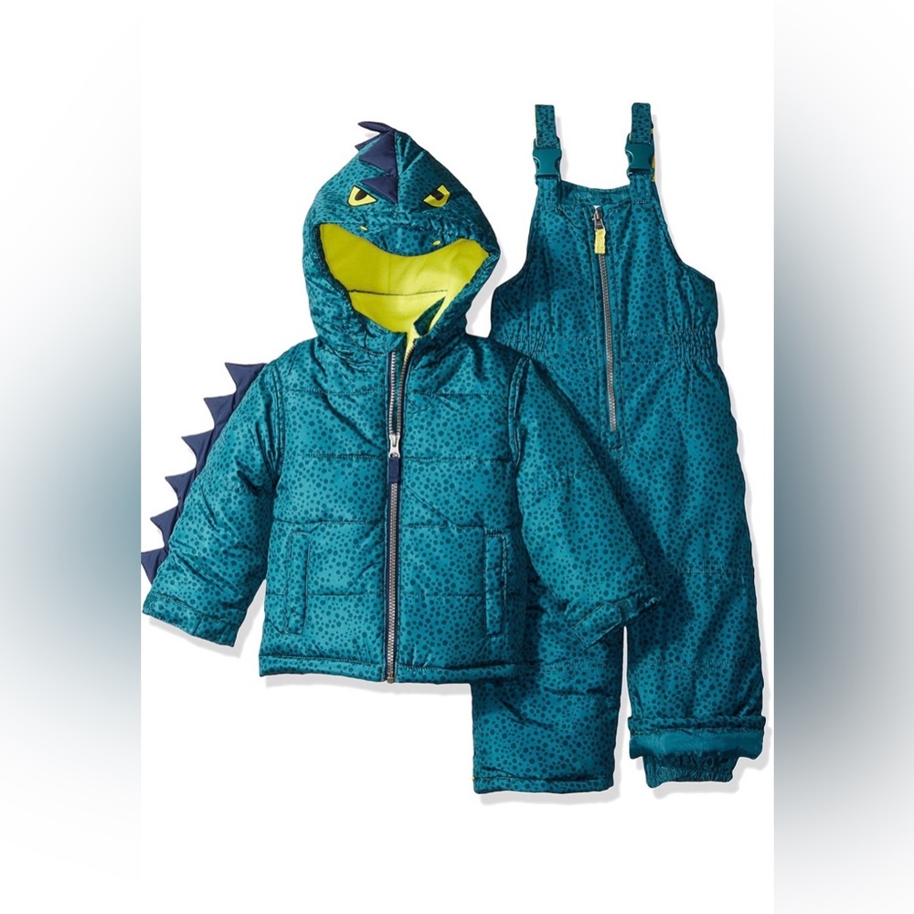 Carter's Teal Snowsuit with Dinosaur Design